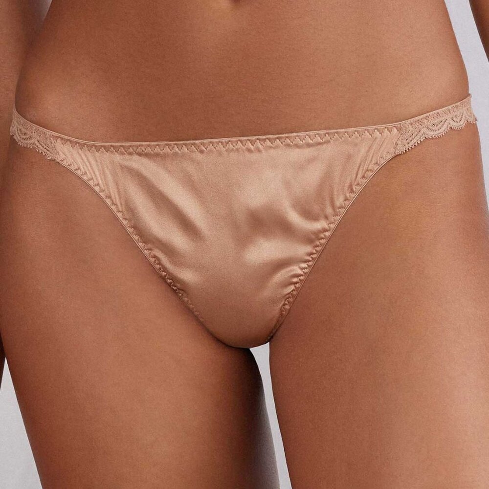 Intimissimi Silk and Lace String in Satin Pink